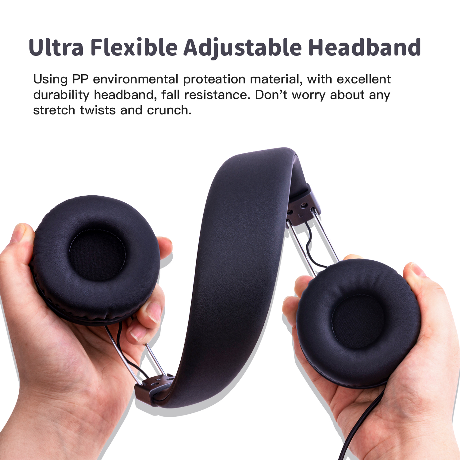 Olyre Foldable Wired Kids Headphones with Microphone, Black photo 3