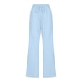 thumbnail image 4 of Gubotare Women's Summer Palazzo Pants Flowy Wide Leg Beach Pants with Pockets (Light Blue,XXL), 4 of 6