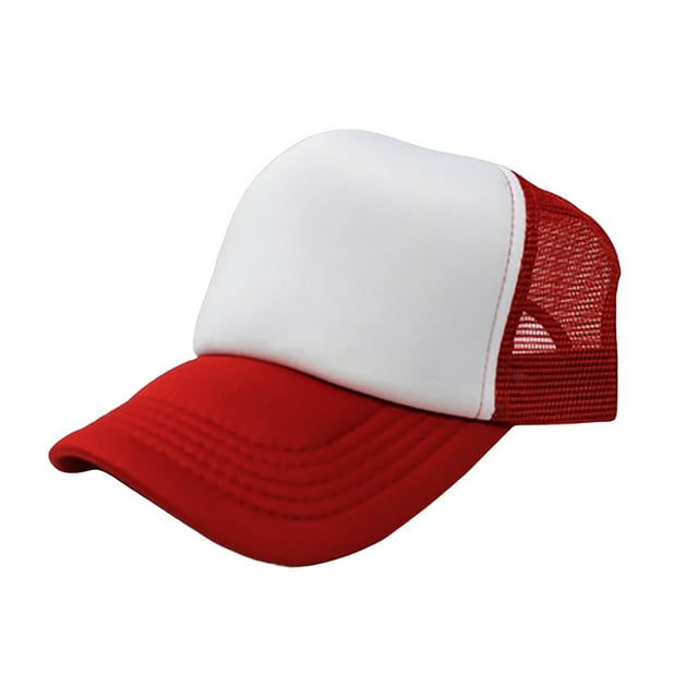 Lot de 6 Casquettes de Camionneur Ajustables (Blanc et Rouge)