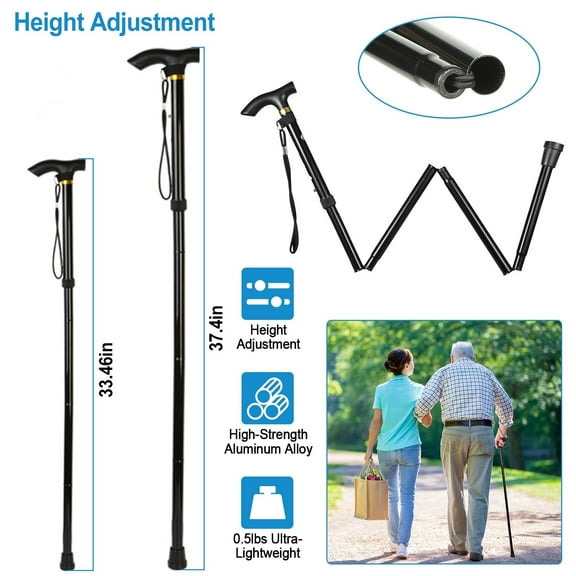 HiiKaa Travel Folding Trekking Hiking Pole,Collapsible Ultralight Travel Trekking Hiking Pole for Men and Women,Black