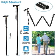 Adjustable Folding Cane Ultra-Lightweight Aluminum Alloy Walking Stick with 5 Height Levels Anti-Slip Tip & Wrist Strap For Men Women Seniors
