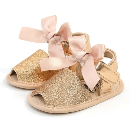 

VBXOAE Toddler Shoes Baby Girls Cute Fashion Cotton Sequins Bow Non-slip Soft Bottom Sandals