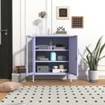 thumbnail image 4 of 33 Inch Glass And Metal Storage Cabinet Adjustable Shelves 2 Door Lockable Lockers 3 Layer Multipurpose Lockers Laundry Room Or Utility Room Cabinet Home Purple Size： 33"H X 29.5"W X 13.8"D, 4 of 8