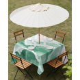 thumbnail image 3 of Sage Green Waves Coastal Outdoor Tablecloth with Umbrella Hole, Green Ombre Summer Beach Oceans Spillproof Waterproof Outdoor Table Cover, Patio Tablecloths for Party/Garden/Picnic, Square 54"x54", 3 of 9