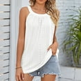 thumbnail image 2 of ZyeKqe Womens Tank Tops Eyelet Crewneck Casual Summer Tops Basic Sleeveless Shirts Loose Fitted, 2 of 7