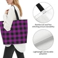 thumbnail image 3 of Fotbe Purple Black Plaid Bolsa Tote Estética de Lona con Estampado para Mujer - Bolsa Reutilizable de Hombro Casual para Vacaciones, Compras, Trabajo y Gimnasio, 3 of 8