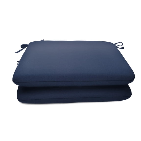 Casual Cushion Outdoor Chair Cushion, Sunbrella Fade & Water Resistant for Patio Dining Chairs, Kitchen & Porch Benches, 18"W x 18"D, 2" thick, Reversible, Canvas Navy