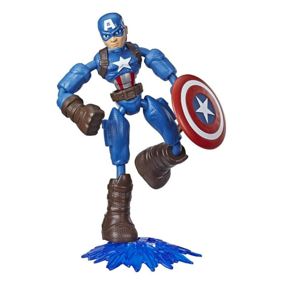 Marvel Avengers Bend And Flex Action Figure Toy, 6-Inch Flexible Captain America Figure, Includes Blast Accessory, For Kids Ages 6 And Up