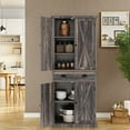 thumbnail image 3 of Uforic Tall Pantry Cabinet with 4 Doors and Adjustable Shelves, 72 Inch Farmhouse Storage for Kitchen Dining Living Room, Dark Rustic Oak, 3 of 14