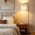 thumbnail image 5 of DAYBETTER Floor Lamp for Living Room, Tall Standing Lamp with 3 Color Temperatures, 850 Lumens LED Bulb, Foot Switch, Modern Metal Pole with White Shade for Bedroom, Office (Black), 5 of 7