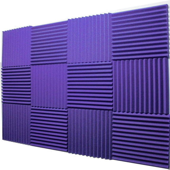 Mybecca -12 Pack Acoustic Panels Studio Foam Wedges 1" x 12" x 12" (Purple)