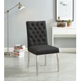 thumbnail image 2 of Set of 2 Midnight Black Velvet Button Tufted Dining Chair With Metal Legs 3.25', 2 of 5