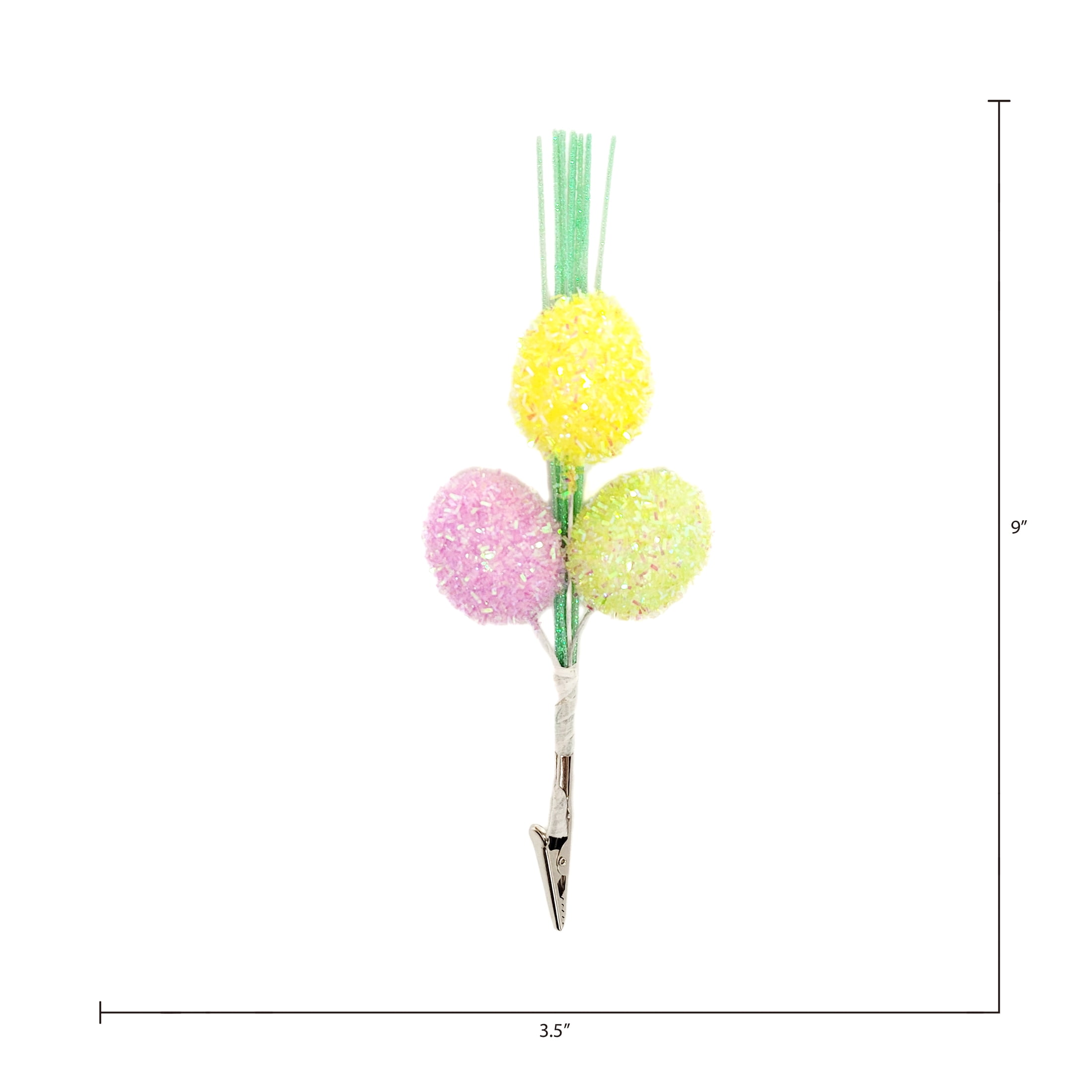 Way To Celebrate Easter Tinsel Egg Clips with green glitter grass accent Assortment