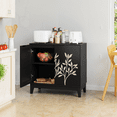 thumbnail image 2 of 31.5" Vintage Carved Buffet Cabinet with Storage, Wooden Sideboard Accent Cabinet with Adjustable Shelves and 2 Doors, Coffee Bar for Living Room, Dining Room, Kitchen, Black, 2 of 7