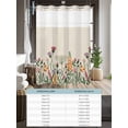 thumbnail image 6 of No Hook Cloth Fabric Shower Curtain with Snap in Liner, Country Flowers Waterproof Shower Curtains Set with See Through Top Window, Farmhouse Watercolor Floral Plants Bath Curtains Shower 72"x96", 6 of 6