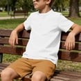 thumbnail image 5 of Fnooota Boys Summer Outfit Sets, Casual Short Sleeve Cotton Linen 2 Piece Kids' Clothing Sets Brown Size 11-12 T, 5 of 5