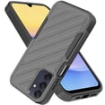 thumbnail image 3 of Designed for Samsung Galaxy A15 5G Hybrid lined shockproof dual layer Rugged 2in1 Hard PC & Silicone TPU Non Slip Textured Tough Phone Case Cover [Gray], 3 of 12