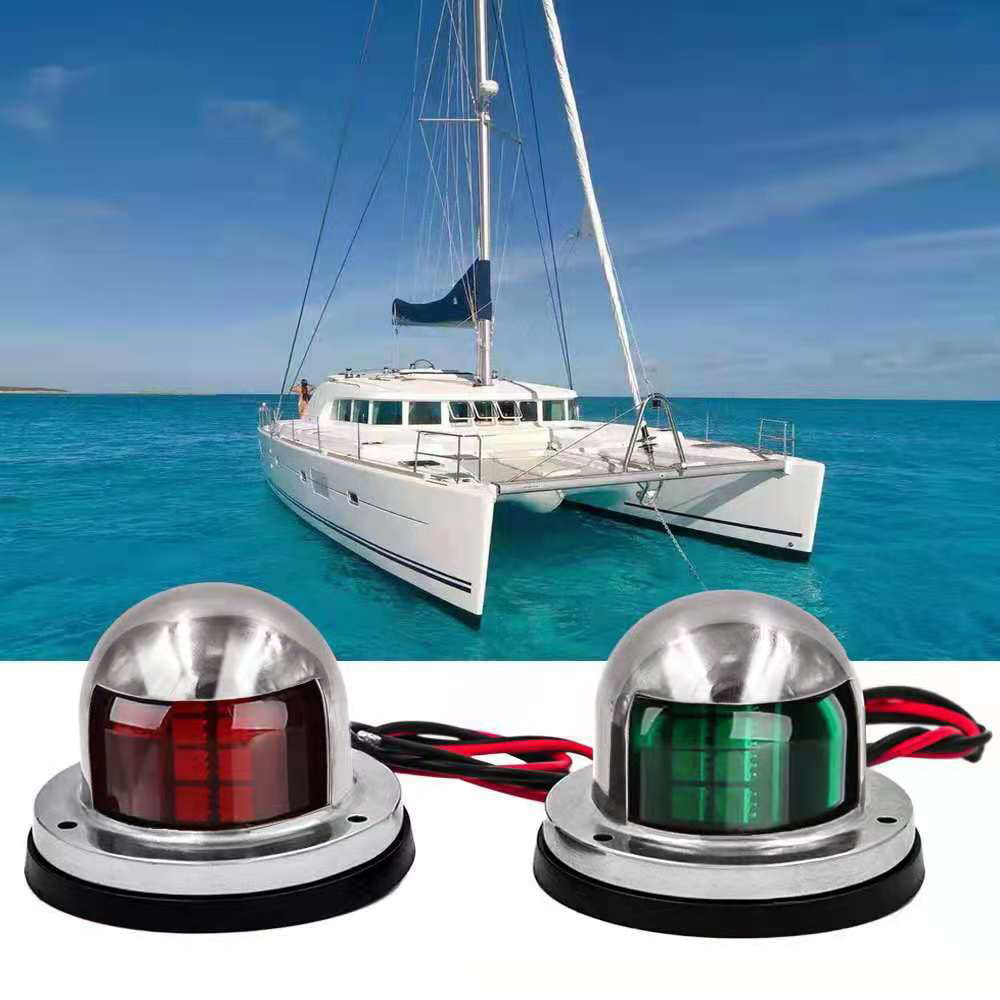 TMH 2.5 Inch Green & Red LED 8 Diodes Bow Navigation Pontoons Sailing Signal Bulbs Touring Car Skeeter Port Side Marine Boat Yacht Lights Waterproof 12V DC Stainless Steel RR12 Pack of 8 