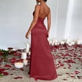 thumbnail image 5 of Laqbezok Women's Sexy One Shoulder Satin Maxi Dress, Sleeveless Backless Ruched Bodycon Gown, Elegant High Split Party Outfit for Cocktail Wedding Guest, 5 of 5