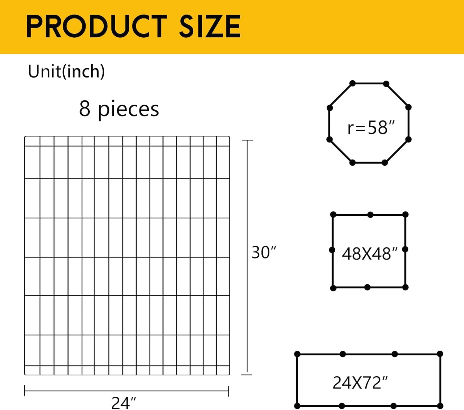 FDW 30 Inch Black Metal Dog Playpen, 8 Panel Foldable Portable Animal Fence for Puppy