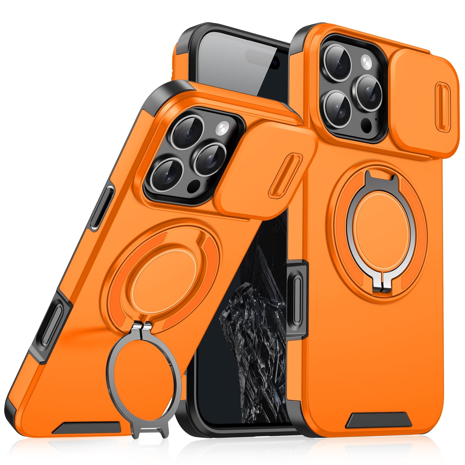 Magnetic for iPhone 13 Pro Max Case [Compatible with MagSafe] [360° Rotatable Ring Holder Kickstand] [Military Grade Protection] Shockproof Slim Phone Case for iPhone 13 Pro Max,Orange