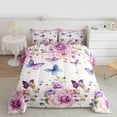 thumbnail image 3 of Manfei Rustic Butterfly Full Size Comforter Sets,Country Farmhouse Lodge Bedding Comforter Set,Pink Blue White Bedding Sets For Girl,Luxury Bedroom Decor Reversible,3pcs, 3 of 9