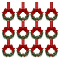 12pcs Mini Christmas Wreath with Red Berries & Ribbon - Small Decor for Kitchen Windows, Doors, Cabinets, Festive Holiday Accent, Durable Material, Adds Cute Ambiance to Christmas Setup, 21.7*5.12in