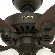 Hunter 42 inch Indoor Ceiling Fan with LED Lights - Bronze Ceiling Fan with Pull Chain, For Bedroom or Living Room, Standard Mount, No Remote, 5 Blades, Includes Bulbs - Builder 52107, New Bronze
