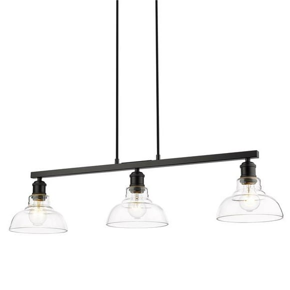 Golden Lighting 0305-LP BLK-CLR Carver Linear Pendant, Matte Black