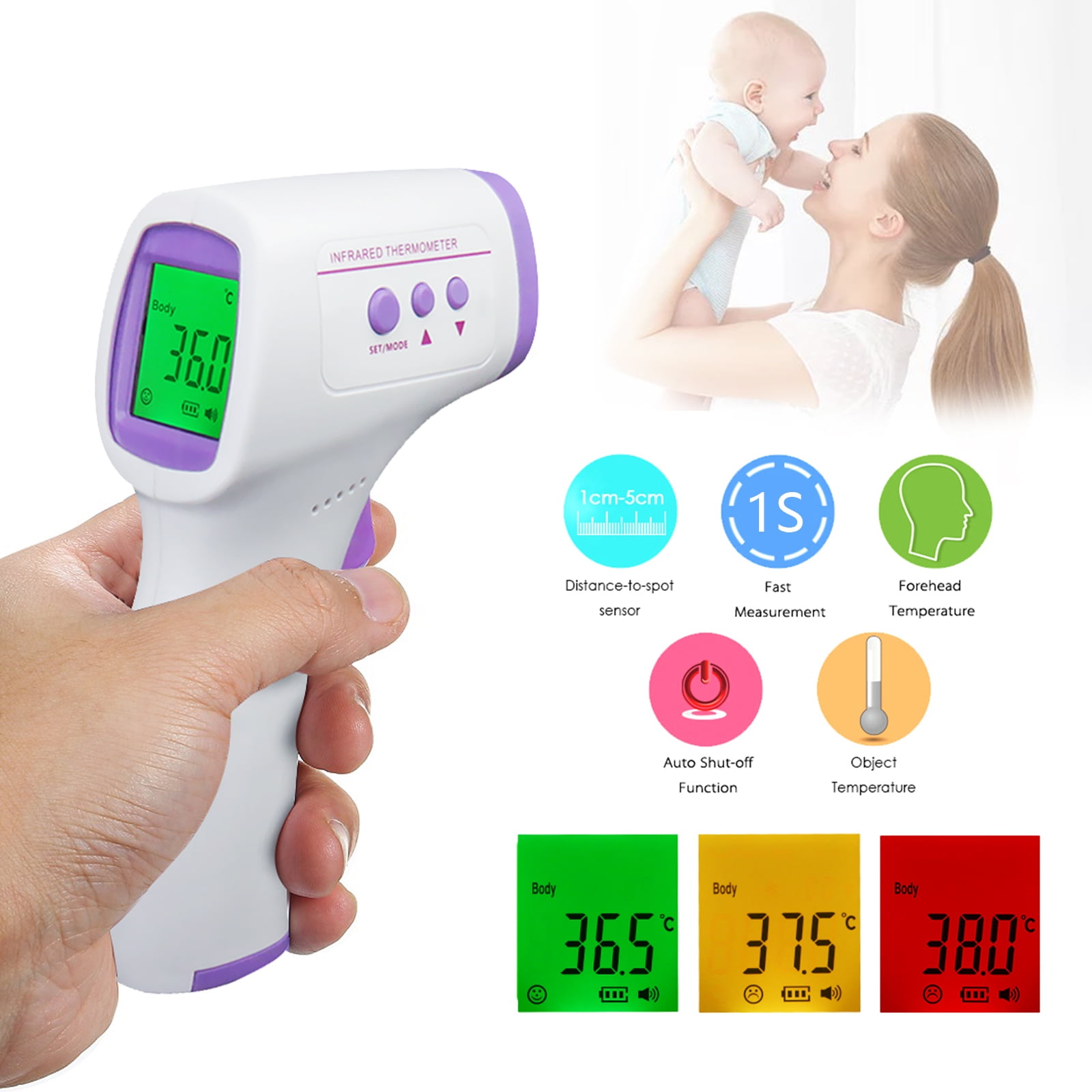 Amdohai Digital Infrared Thermometer LCD Backlight Display Non IR