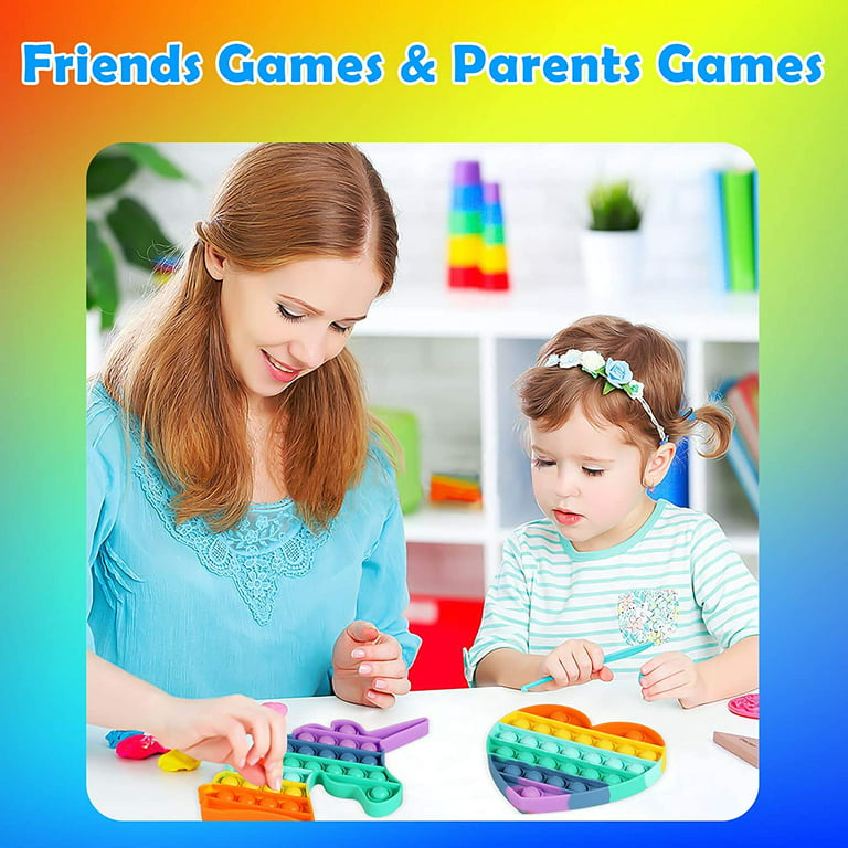 Popit Fidget Toy Push Bubble Sensory Stress Relief Kids Family Gift Game  Rainbow