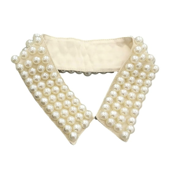 Woman Faux Pearl Lapel Collar Shawl Decorative False Collar Elegant Removable Collar Sweater Shirt Collar for Women
