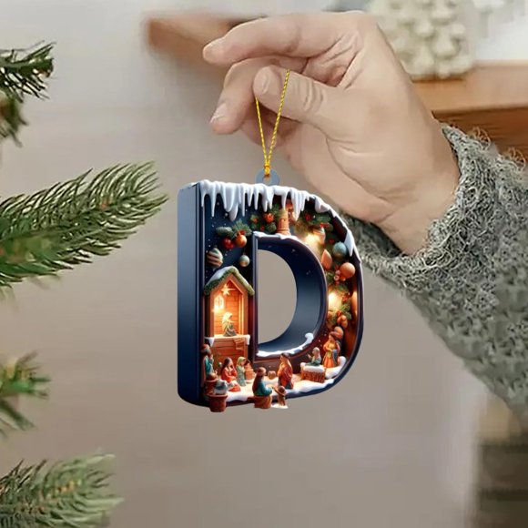 Adornos navideños personalizados con letras del alfabeto | Decoraciones colgantes con letras para árbol de Navidad, coronas y decoración navideña del hogar
