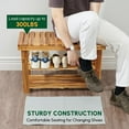 thumbnail image 6 of Wooden Shoe Rack Bench, 3-Tier Wooden Shoe Organizer for Entryway, Aciaca Bench with Shelf, Solid Wood Shoe Storage Bench for Doorway, Hallway, 300 LBS, 1-Year Warranty, Natural Acacia, 6 of 7