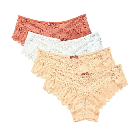Leak Proof Underwear for Women Lace Thongs for Women  Seamless Ladies Thong Briefs Underwear Lace Panties Plus Size Underpant Lace Thongs for Women 4 Pack High Waisted Panties for Women White 3XL