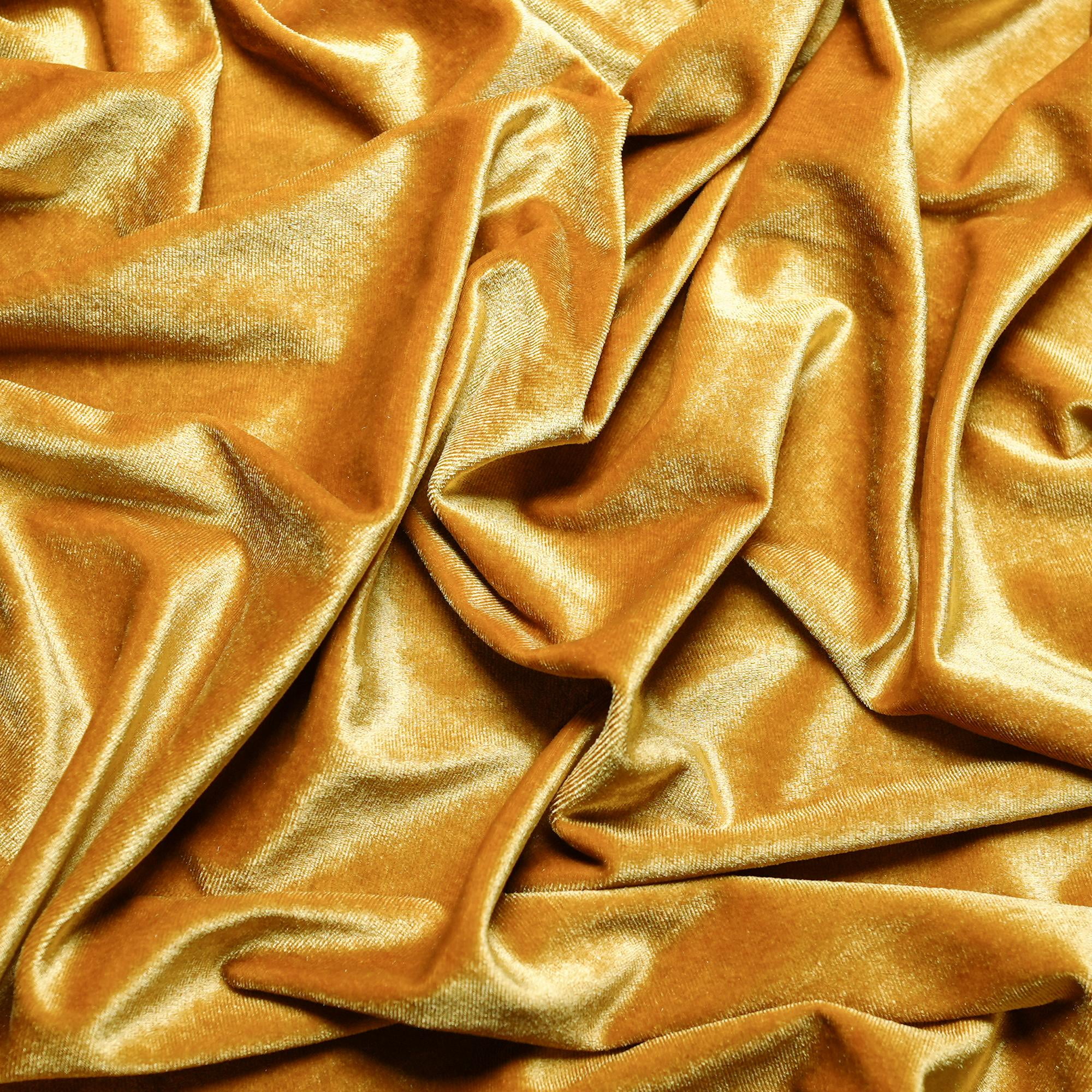 Ice Fabric Stretch Velvet Fabric by the Yard - 60" Wide Soft Stretchy Fabric for Sewing Clothes, Apparel, Costume, Crafts - 90% Polyester 10% Spandex - Antique Gold - 10 Yards