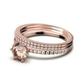 thumbnail image 4 of Beautiful Art Deco 2.25 Carat Round Cut Morganite And Diamond Moissanite Engagement Ring, Wedding Ring, Two Matching Band in 10k Solid Rose Gold, Gift For Her Gift For Girlfriend Promise Ring, 4 of 4