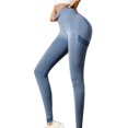 thumbnail image 3 of Pantalones ajustados de entrenamiento mallas de entrenamiento de levantamiento de glúteos elásticos cómodos amigables con la piel líneas divididas de cadera gris azul ANGGREK Otros, 3 of 8