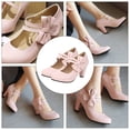 thumbnail image 3 of 1 par de zapatos de tacón alto con lazo para mujer, con punta ligera y tacón grueso., 3 of 7