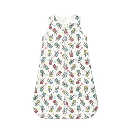 

Fotbe Milk Tea Pattern Sleep Sack - Baby Wearable Blanket with Zipper Extra Soft Cotton Sleeveless Sleeping Bag for Infants-Large