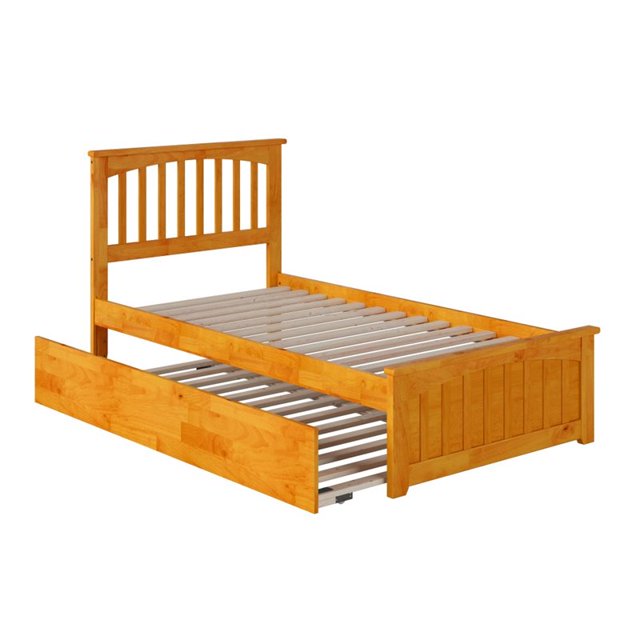 Atlantic Furniture Mission Lit Simple XL Plate-Forme avec Gigogne en Caramel