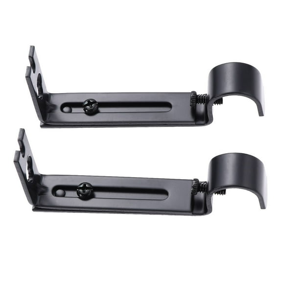 2pcs 0.75 Adjustable Curtain Rod Bracket Heavy Duty Curtain Rod Holder Curtain Rod Holder with Screws Wall Bracket Hooks for Wall ( Black )