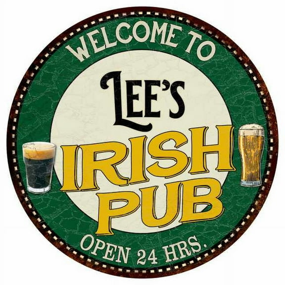 Lee's Irish Pub 14" Round Metal Sign Kitchen Bar Wall Decor 100140036019