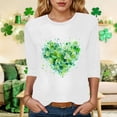 thumbnail image 4 of felwors Womens 3/4 Sleeve Crew Neck Valentine T Shirts Love Heart Printed Graphic Tee Tops (White, XXL), 4 of 7