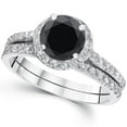 thumbnail image 4 of Pompeii 2 1/2 Ct Treated Black Diamond Halo Engagement Wedding Ring Set 14K White Gold, 4 of 4