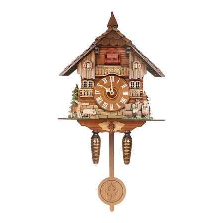 ToppiJoy Cuckoo Clock, Wall Art Vintage Cuckoo Antique Wooden Pendulum Quartz Clock