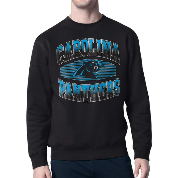 Men's Starter Black Carolina Panthers Team Grit Graphic Fleece Pullover Sweatshirt