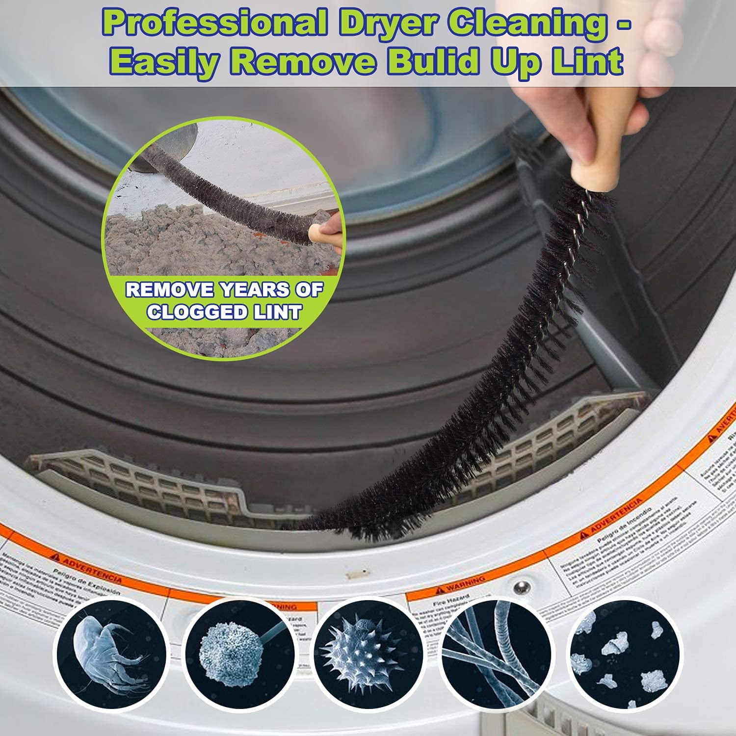 Shengshi 30 inch Dryer Vent Cleaner Kit Dryer Lint Brush Vent Trap Cleaner Long Flexible Refrigerator Coil Brush, Black
