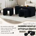 thumbnail image 6 of Dayalane Boucle Ottoman Bench Set of 3, Nesting Upholstered Vanity Bench with 2 Small Footrest Stools for Bedroom, Living Room, Entryway, Hallway,Black, 6 of 9