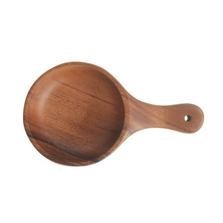 

VEAREAR 450/650ml Noodle Soup Pickle Bowl with Hanging Hole Round Portable Single Handle Wood Salad Bowl for Dining Room